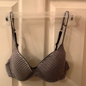 Navy & White underwire bra.